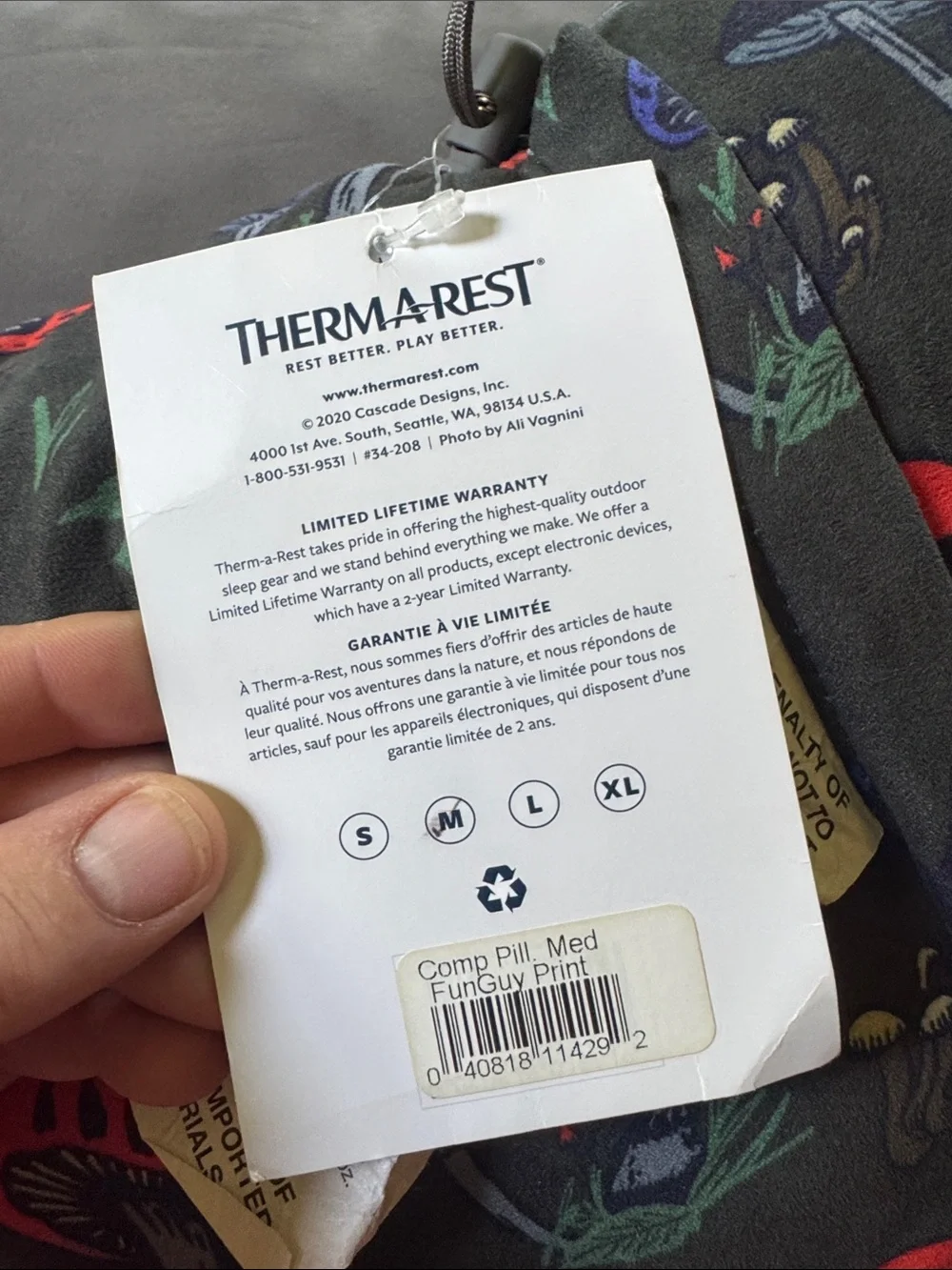 Thermarest pillow compact camping Fun Guy mushrooms medium NEW NWOT